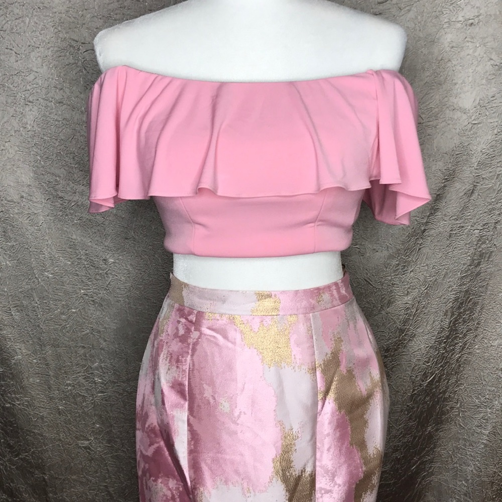 Jovani #59666 Pink Two Piece Mermaid Prom Gown - Picture 3 of 8